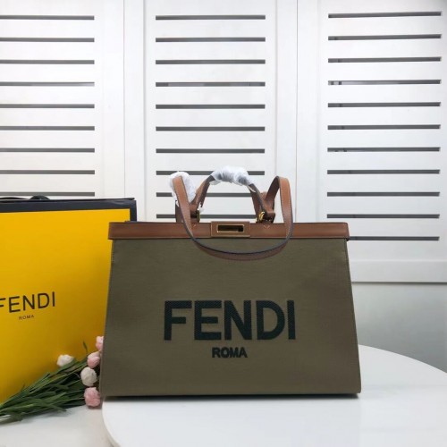 FENDI PEEKABOO X-TOTE canvas tas 8BH374B groen