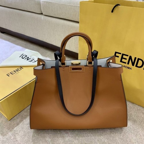 FENDI PEEKABOO X-TOTE leren tas F1527 bruin