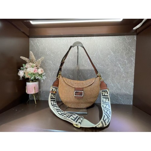 FENDI KLEINE CROISSANT Geweven strozak 8BR790AFG naturel