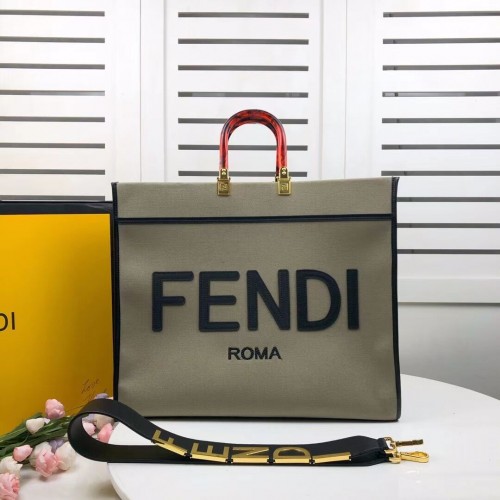 FENDI SUNSHINE LARGE Groene flanellen shopper 8BH372
