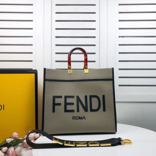 FENDI SUNSHINE LARGE flanellen shopper 8BH371 groen