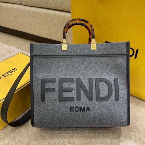 FENDI SUNSHINE LARGE flanellen shopper 8BH375 Grijs