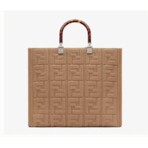 FENDI SUNSHINE MEDIUM FF stoffen shopper 8BH386A Beige