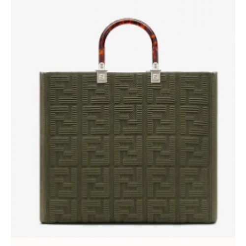 FENDI SUNSHINE MEDIUM FF stoffen shopper 8BH386A groen