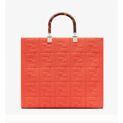 FENDI SUNSHINE MEDIUM FF stoffen shopper 8BH386A rood