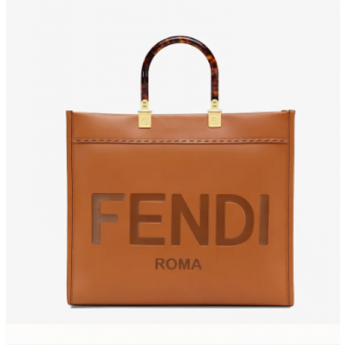 FENDI SUNSHINE MEDIUM bruine leren shopper 8BH386A