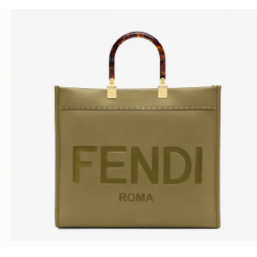 FENDI SUNSHINE MEDIUM groene leren shopper 8BH386A
