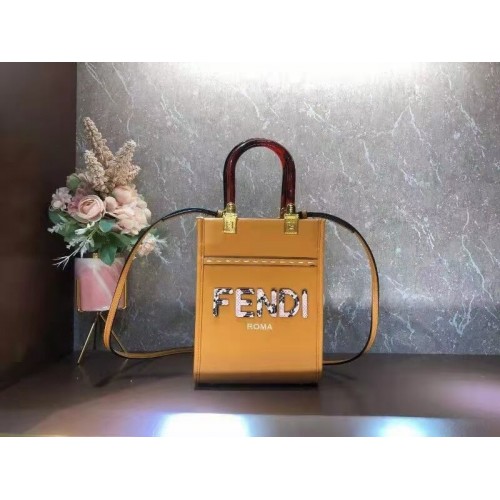 FENDI SUNSHINE SHOPPER leren minitas F1620 oranje