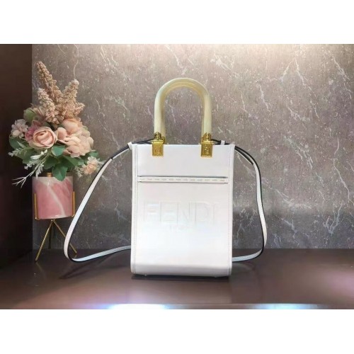 FENDI SUNSHINE SHOPPER leren minitas F1620 wit