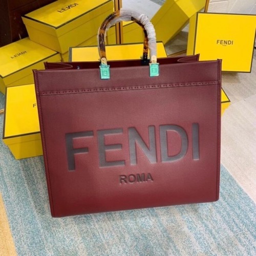 FENDI SUNSHINE grote bordeauxrode leren shopper 8BH387A