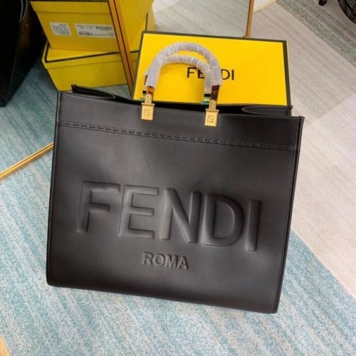 FENDI SUNSHINE grote zwart lederen shopper 8BH387A
