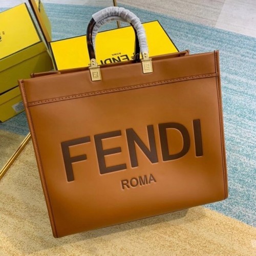 FENDI SUNSHINE grote bruine leren shopper 8BH387A
