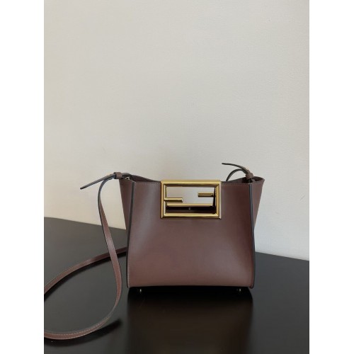 FENDI WAY kleine leren tas 5FB6846 Donkerbruin