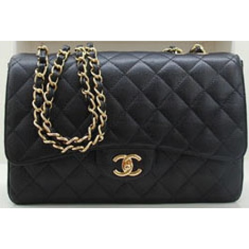 Fashion Chanel Original Caviar Leather Classic Flap Bag A28600 Zwart Goud