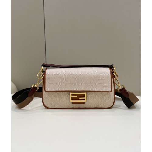 Fendi Baguette Chain FF stoffen tas 8BR600A Beige