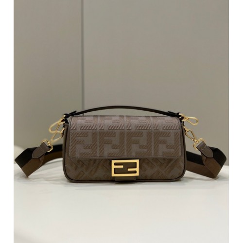 Fendi Baguette Chain FF stoffen tas 8BR600A grijs