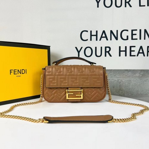 Fendi Baguette tas van nappaleer F0881 bruin