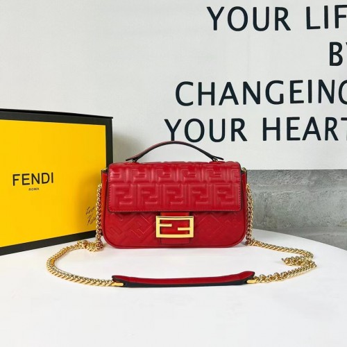 Fendi Baguette nappa leren tas F0881 rood
