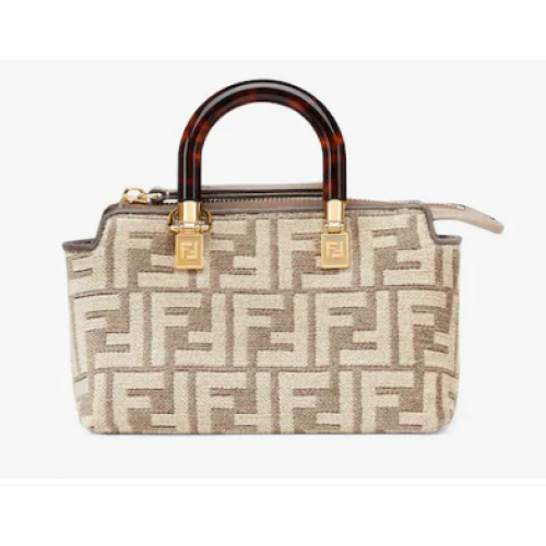 Fendi By The Way Mini Small Boston-tas in duifgrijze tapijtstof 8BS067A