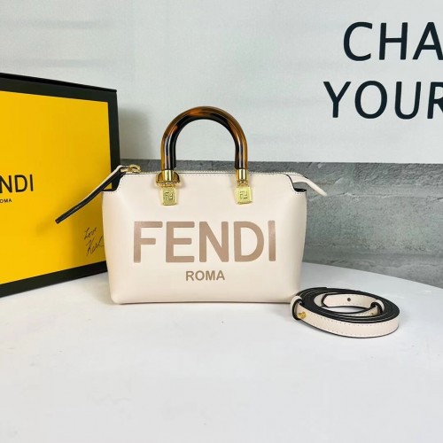 Fendi By The Way Mini Small leren Boston tas 8BS067A Crème