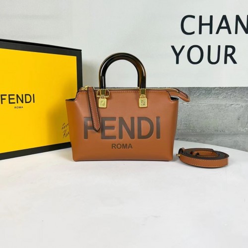 Fendi By The Way Mini Small leren Boston tas 8BS067A bruin