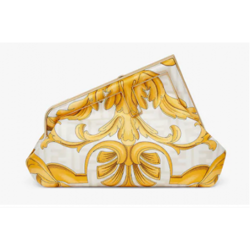 Fendi First Small Fendace Wit bedrukte zijden tas 8BP129