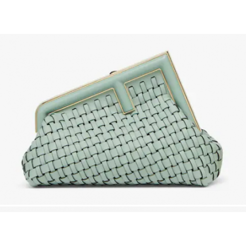 Fendi First Small Mintgroen leren interlace tas 8BP129A groen