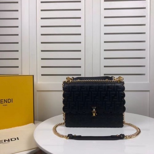 Fendi KAN IF leren tas 8BF053 Zwart
