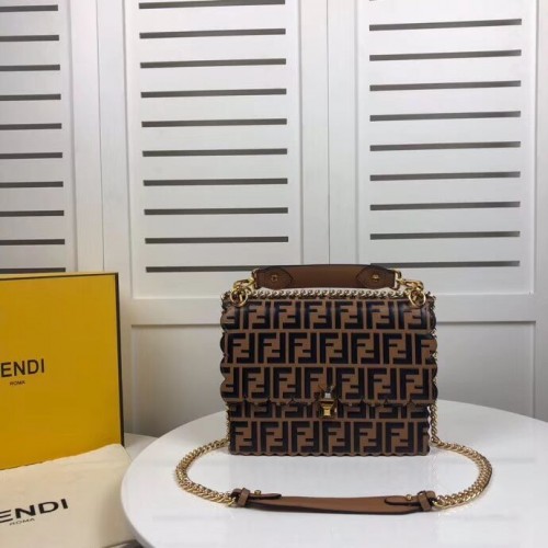 Fendi KAN IF leren tas 8BF053 Bruin