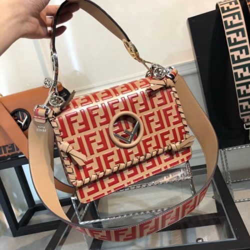 Fendi KAN I LOGO Handtas medium 8BT284 rood