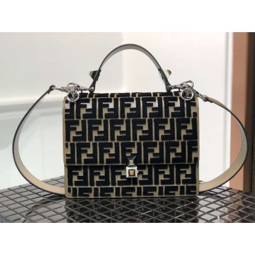 Fendi KAN I Multicolor stoffen tas 8BT283A zwart&Khaki