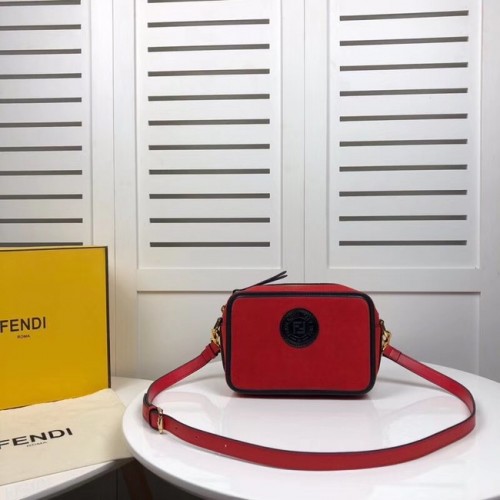 Fendi MINI CAMERA CASE suède tas 8BS019A rood