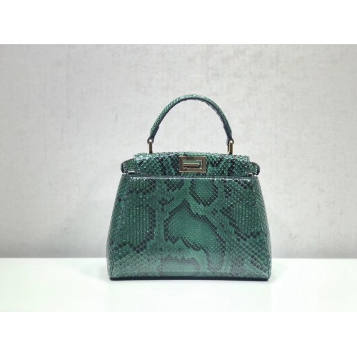 Fendi MINI PEEKABOO Handtas python 8BN244K groen