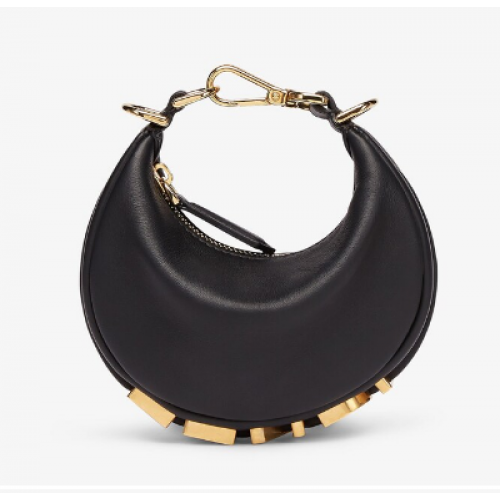 Fendi Nano Fendigraphy zwart lederen bedel 7AS089A