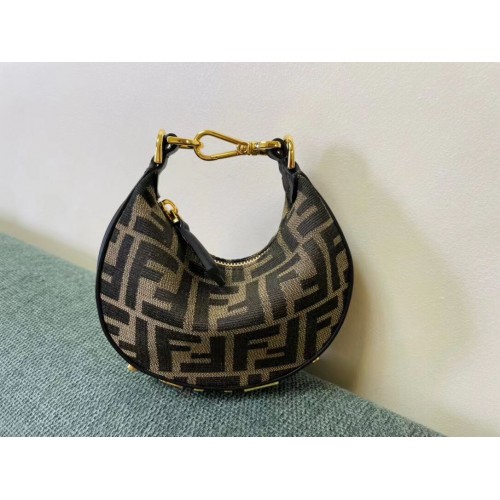 Fendi Nano Fendigraphy stoffen tasbedel 8BR5527 bruin