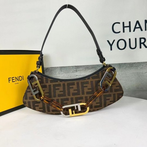 Fendi O Lock Swing Mint groen leren etui 8BS068A bruin