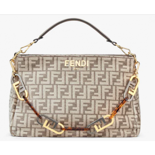 Fendi O Lock Rits Dove grijze stoffen tas 8BR805A