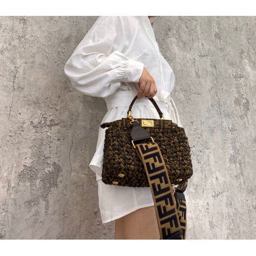 Fendi PEEKABOO ISEEU geweven tas F4587 groen