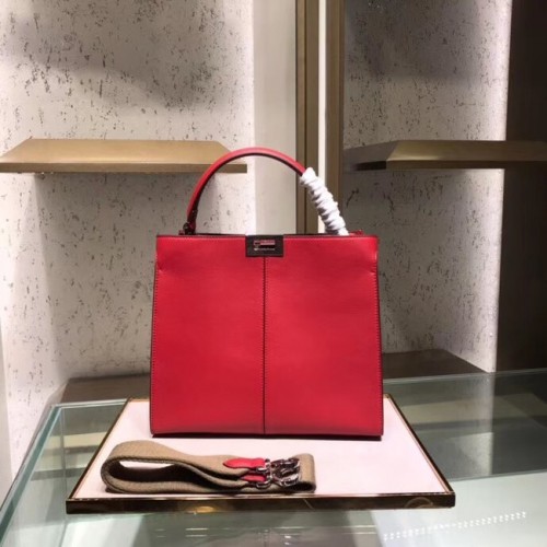 Fendi PEEKABOO REGULAR Handtas in rood Romeins leer 8BN304A