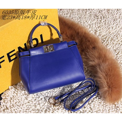Fendi Kiekeboe Tas Glad Leer FD6035 Blauw