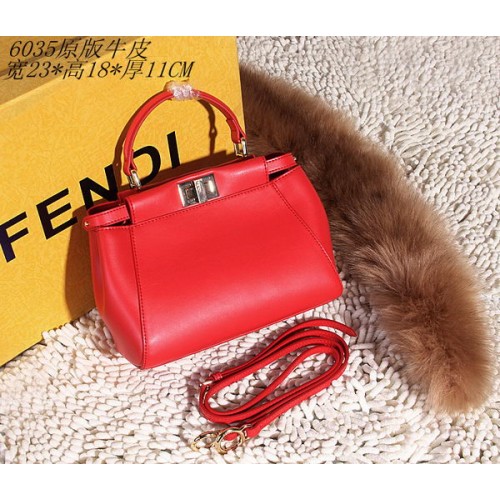 Fendi Kiekeboe Tas Glad Leer FD6035 Rood