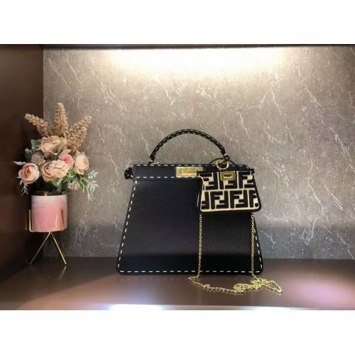Fendi Peekaboo ISeeU MEDIUM leren tas F8637 zwart