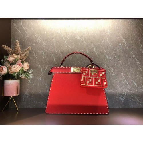 Fendi Peekaboo ISeeU MEDIUM leren tas F8637 rood