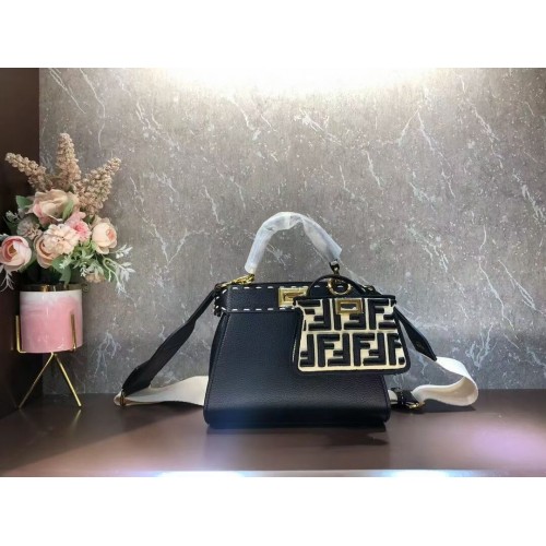 Fendi Peekaboo ISeeU Kleine leren tas F8636 ZWART