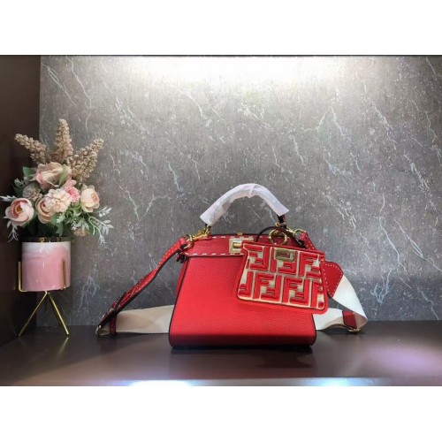 Fendi Peekaboo ISeeU Kleine leren tas F8636 ROOD