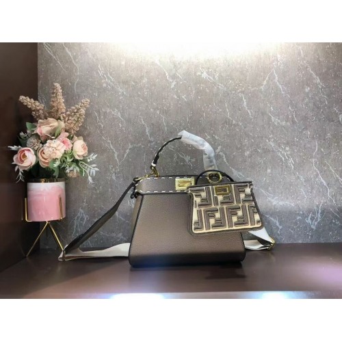 Fendi Peekaboo ISeeU Kleine leren tas F8636 grijs