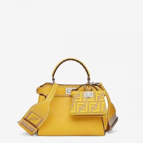 Fendi Peekaboo ISeeU Kleine leren tas F8636 geel