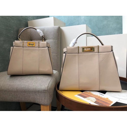Fendi Peekaboo iconische mini originele leren tas FD3676 abrikoos