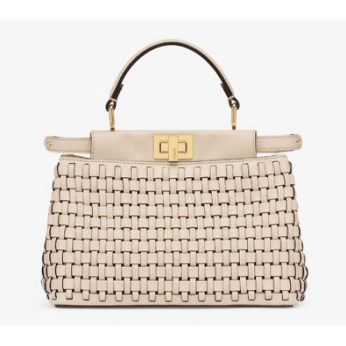 Fendi Peekaboo Mini gevlochten leren tas 8BN244A Beige