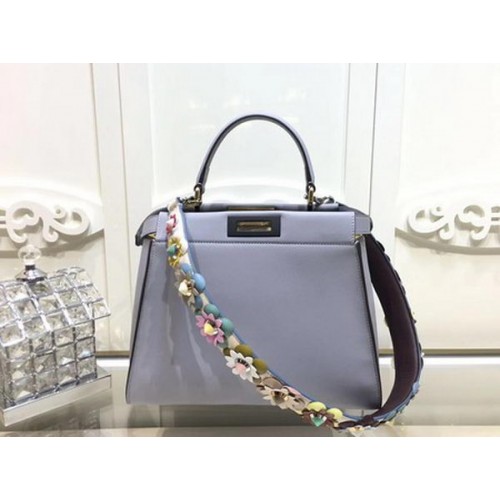 Fendi Peekaboo kleine tas kalfsleer FD26796 hemelsblauw
